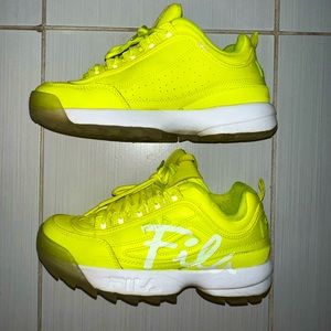 Neon yellow Fila sneakers